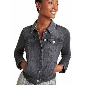 Anthropologie Washed Black Crop Denim Jacket